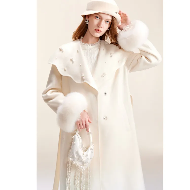 100%绵羊毛 COCOON【真香女孩】冬季新款大翻领长款毛呢外套