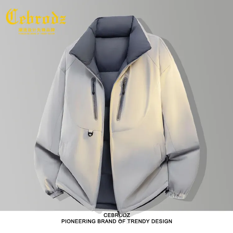 法国Cebrodz立领双面穿羽绒服男加厚保暖户外机能风宽松百搭外套