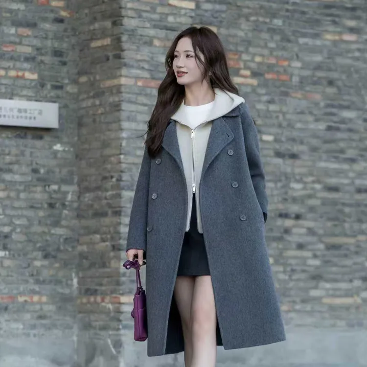 艾格2025秋冬新款羊毛大衣＋羊毛马甲休闲慵懒韩系穿搭29228