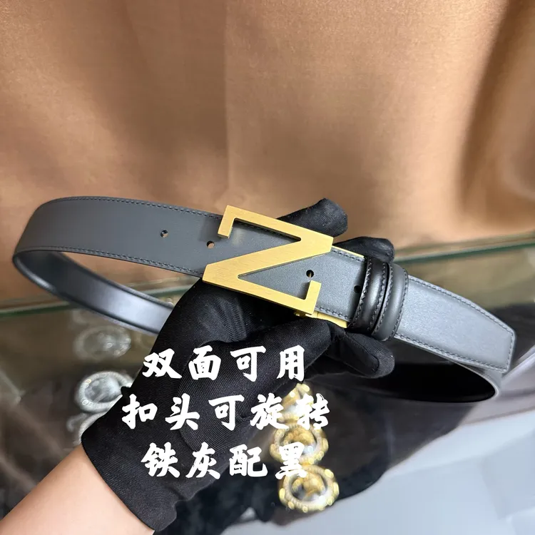 新款男士皮带百搭高档休闲Z字母牛皮腰带青中老年时尚商务年轻潮