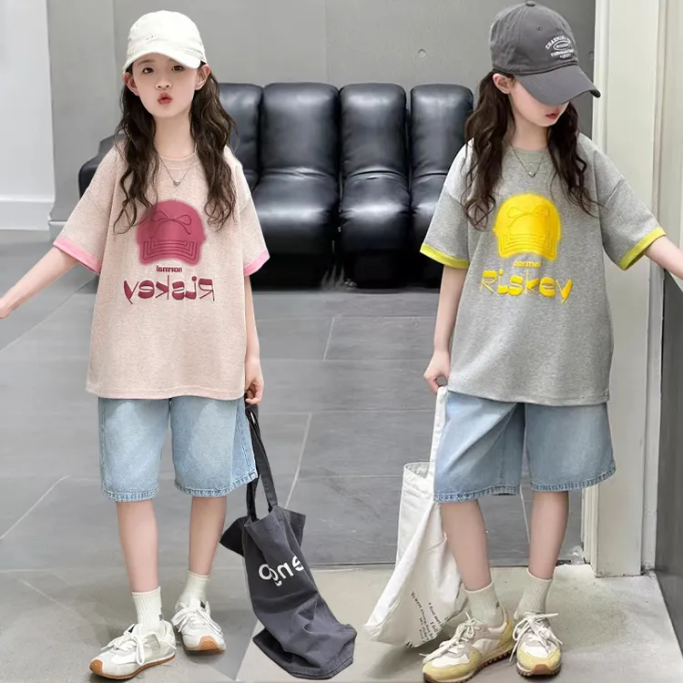 童装女童夏季套装2025新款中大童网红洋气儿童潮款时尚短袖两件套