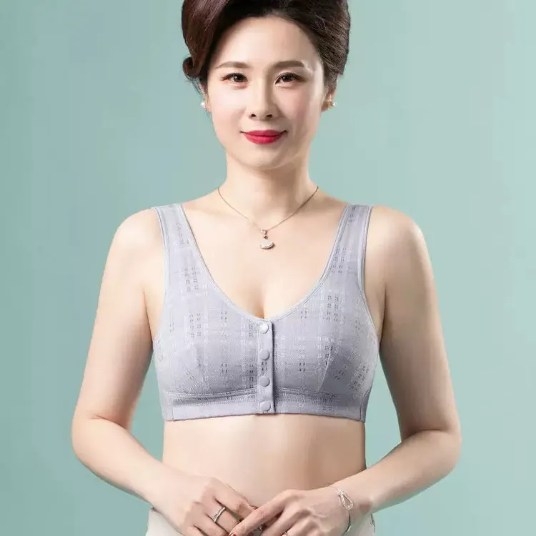 莫代尔棉妈妈文胸前扣背心无钢圈超舒适大码2件装