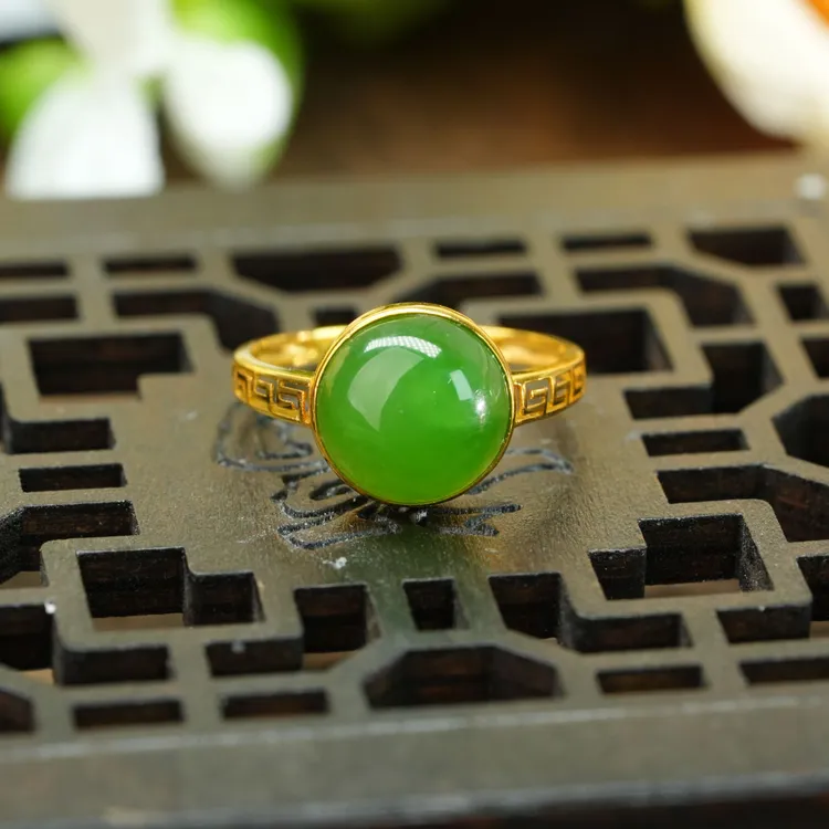 【小北严选】18K金镶嵌和田玉戒指约8mm【多样性发一件】-AH02X1384