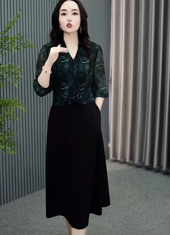 左曼女装原版连衣裙2025春季时尚气质减龄显瘦长袖百搭中长款裙子