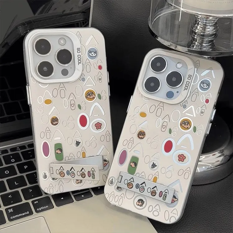 哈哈小新支架手机壳适用iPhone苹果15新款16情侣14镭射1312防摔11