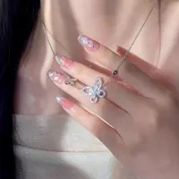 柯柒 钛钢项链 满钻蝴蝶结项链女简约小众ins气质高级百搭锁骨链