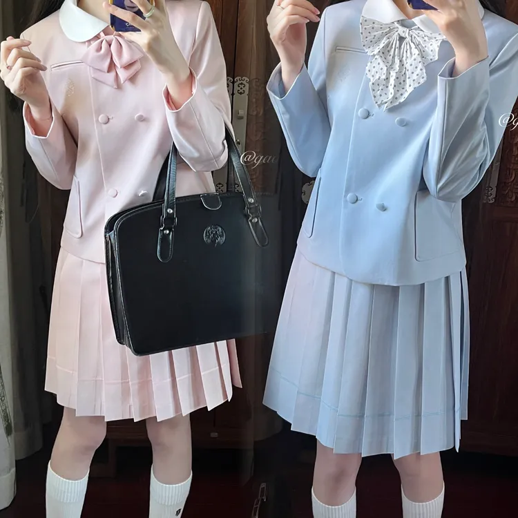 十番高校JK制服小樱由纪春秋学院风娃娃领圆领西装昭和原创格裙jk