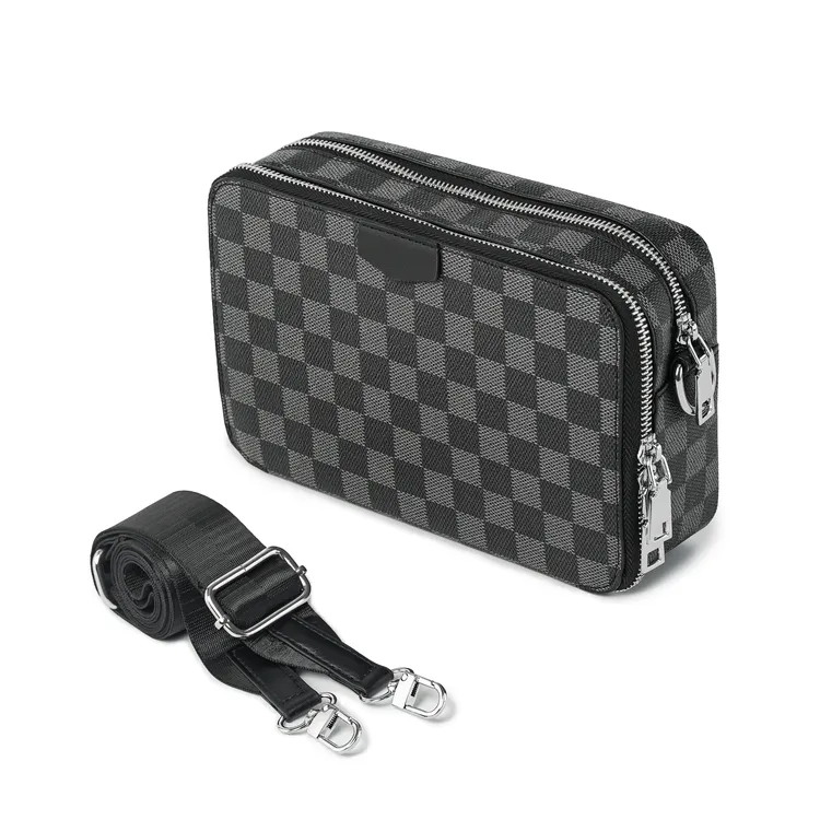 全新升级男士时尚单肩包牛皮休闲防水防污经典多功能潮流印花高档