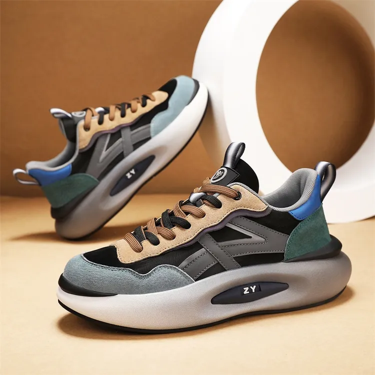 高品质休闲时尚男鞋加绒冬季英伦厚底百搭运动老爹棉鞋子防滑软底