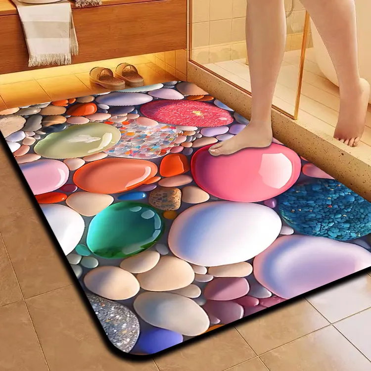 硅藻泥5D浴室立体吸水防滑脚垫家用卧室卫生间洗手台入户门垫门厅