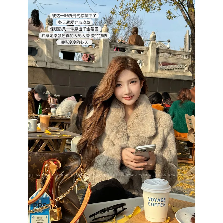 |北京遇上西雅图|全zhen兔毛皮草外套 高货 冬款 W2891