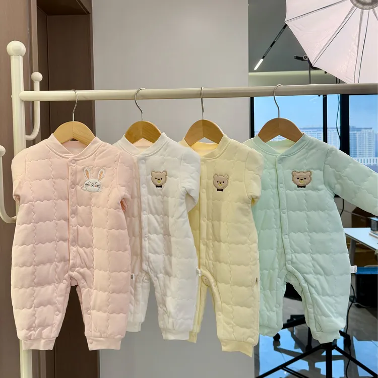 夹棉婴儿连体衣春秋冬款宝宝棉衣哈衣棉服爬服冬装