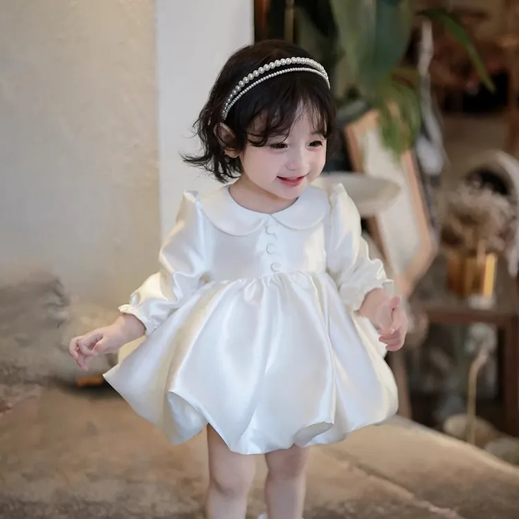女宝宝周岁公主裙生日抓周礼服花童婚纱蓬蓬裙春秋新款高端连衣裙