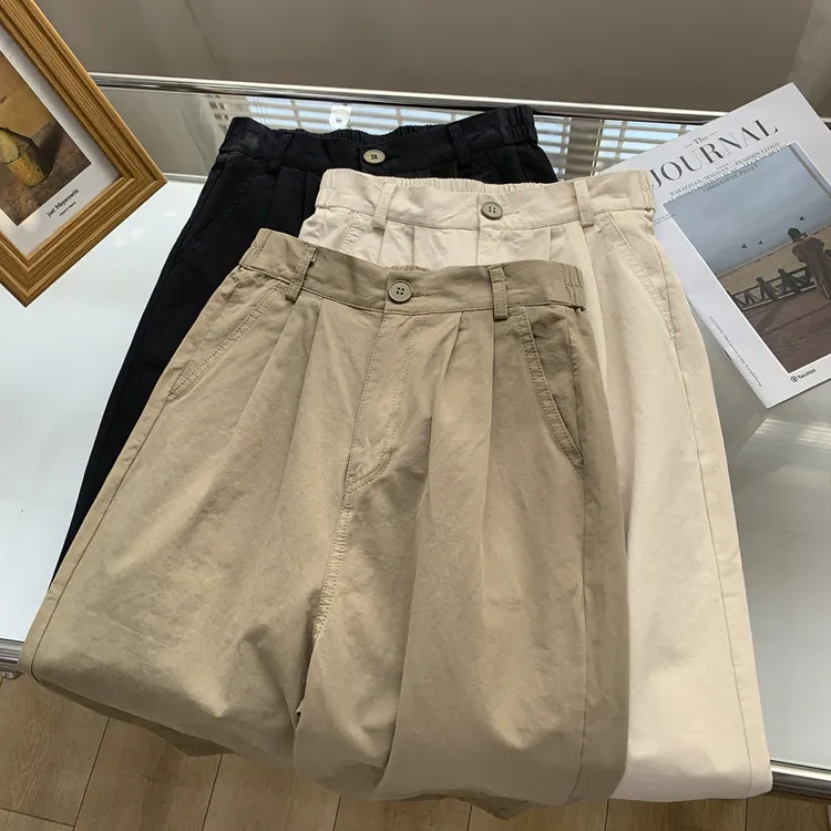秋季小个子美式九分阔腿工装裤2025年新款宽松休闲哈伦萝卜裤子女
