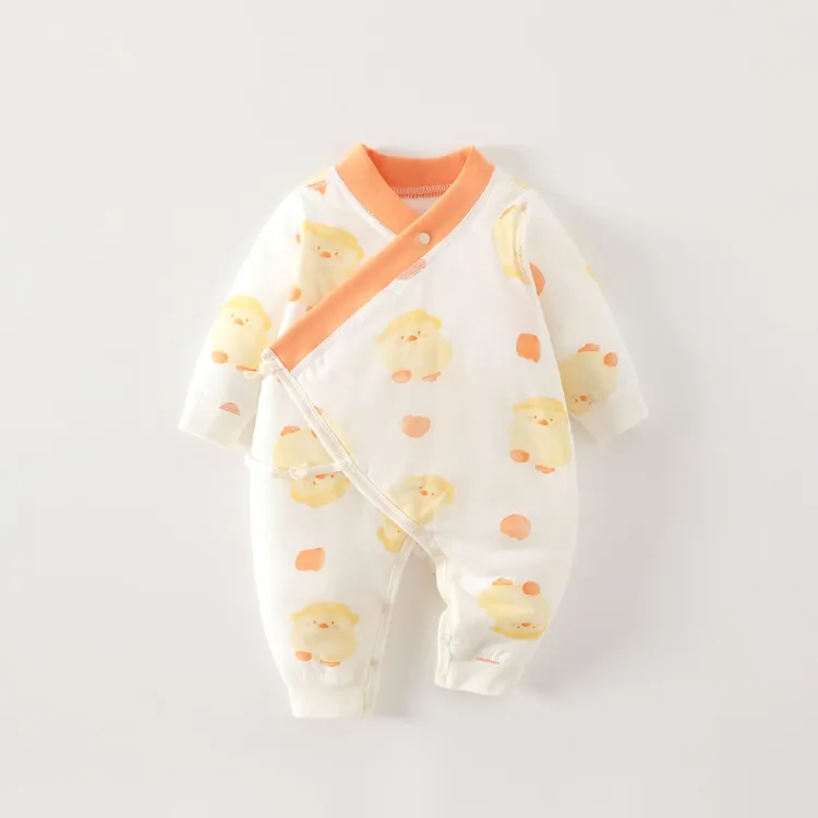 【40g薄棉】新生儿秋冬保暖纯棉衣服初生婴儿偏襟和尚服蝴蝶连体衣