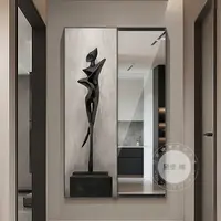 可推拉全身镜入户玄关装饰画高级感艺术镜子挂画隐藏式隐形穿衣镜