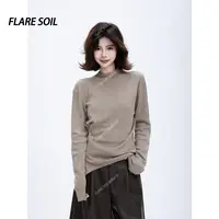 【FLARE SOIL】斜扣针织半高领斜扣收腰设计感针织打底 T4674A