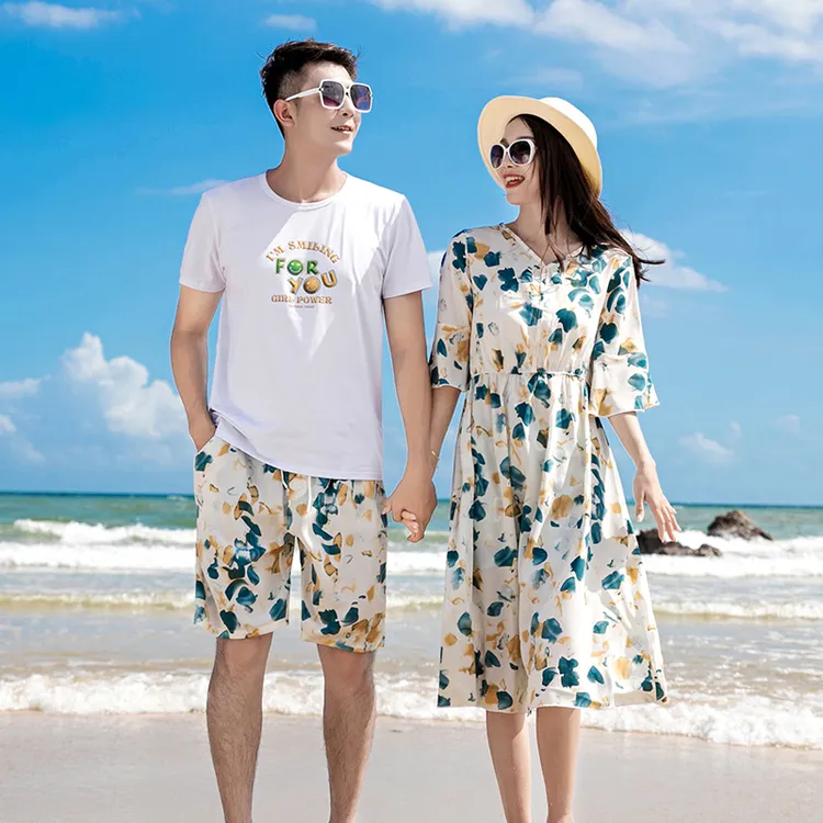 三亚海边度假装情侣装沙滩旅游女沙滩裙连衣裙时尚夏季休闲户外