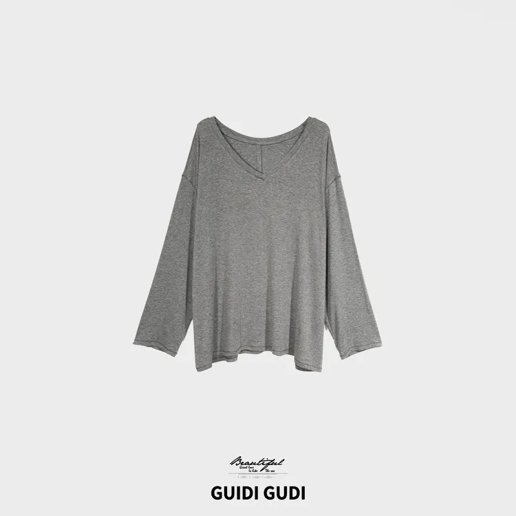 GUIDI GUDI【颜中色】时尚百搭休闲风纯色长袖/黄加蓝 