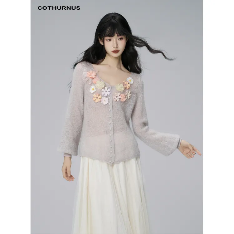 COTHURNUS | 甜美针织开衫女秋季修身设计小众显瘦百搭毛衣外套