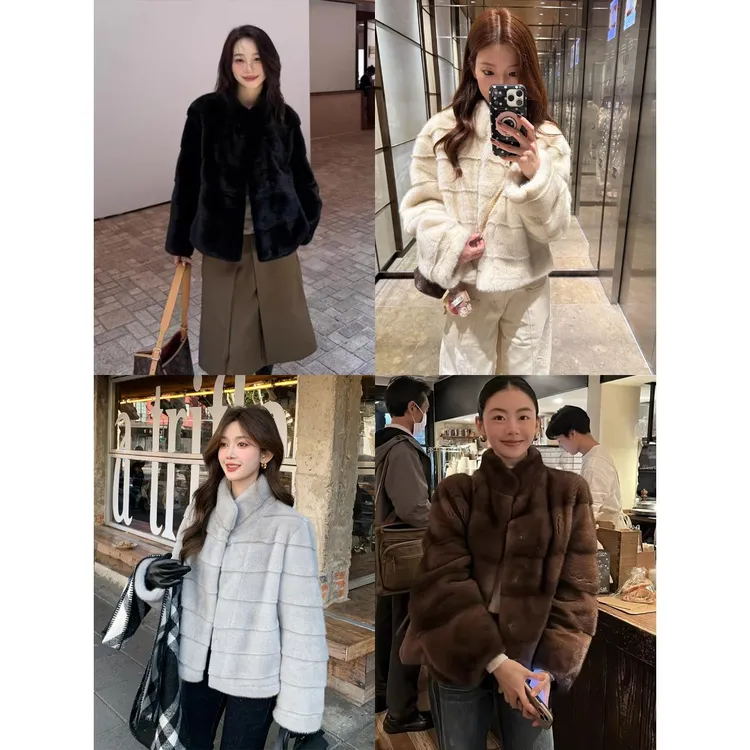 阳初云层 仿天鹅绒环保水貂皮大衣皮草女冬毛毛外套25冬新款