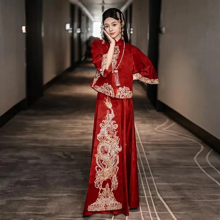 中式秀禾服婚服2025新款高级感新娘订婚敬酒服礼服薄款小个子嫁衣