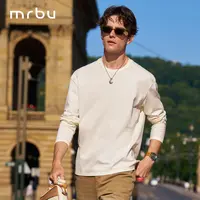 Mr.Bu布先生长袖圆领T恤几何感结构设计春秋休闲男士上衣KT16566