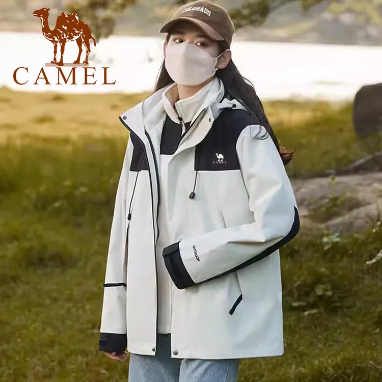 骆驼街冲锋衣男士三合一可拆卸银狐绒内胆户外运动登山夹克外套女