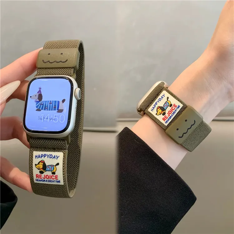 涂鸦香肠狗适用华为手表fit4表带编织磁吸扣fit3手表表带fit2腕带