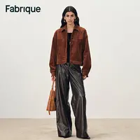 Fabrique Aaliyah【流光风】枫叶红棕纯棉灯芯绒解构短款夹克外套