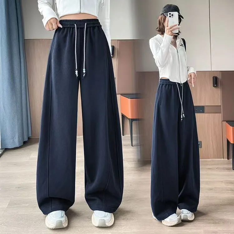 秋冬慵懒宽松显瘦香蕉裤女2025爆款加绒加厚高腰运动休闲阔腿卫裤