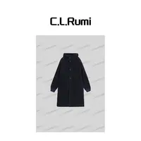 【Rumi精选】“贝利妮”宽松显瘦连帽加厚中长款大衣外套6182wt