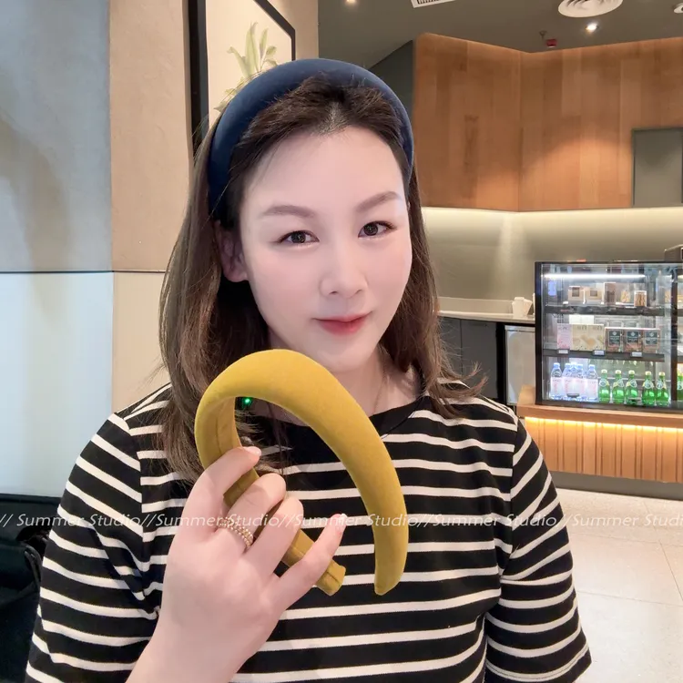 5色高品质 宽边复古丝绒海绵发箍高级感饱满头型洗脸面膜发卡头箍