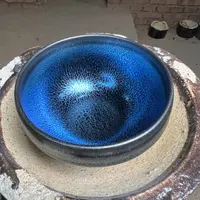 建窑建盏 龙凤呈祥蓝麒麟 主人杯