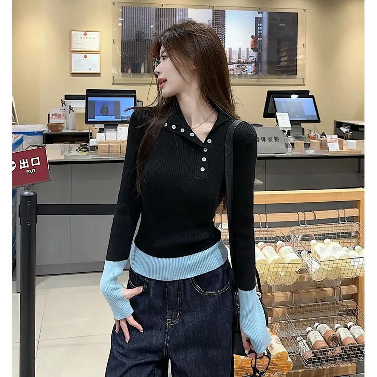 辣妹时尚显瘦百搭洋气设计感上衣打底衫针织衫秋冬女装2024年冬季