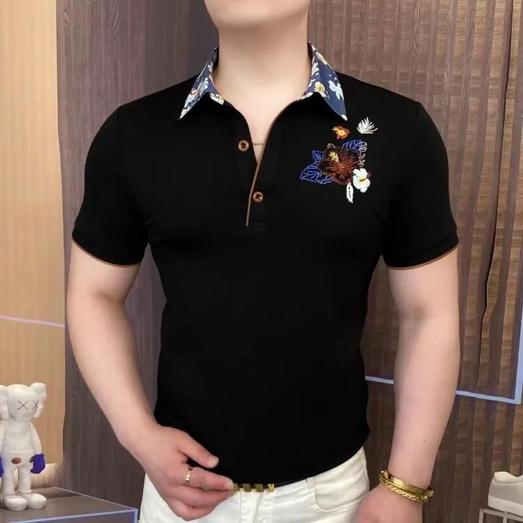 夏季Polo衫男士英伦休闲轻奢半袖高品质百搭时尚商务轻奢痞帅男装