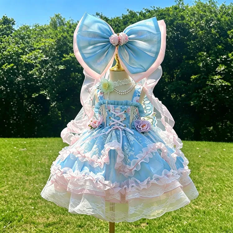 超漂亮女童洛丽塔连衣裙绿野仙踪小女孩夏季蕾丝花边儿童蓬蓬裙子