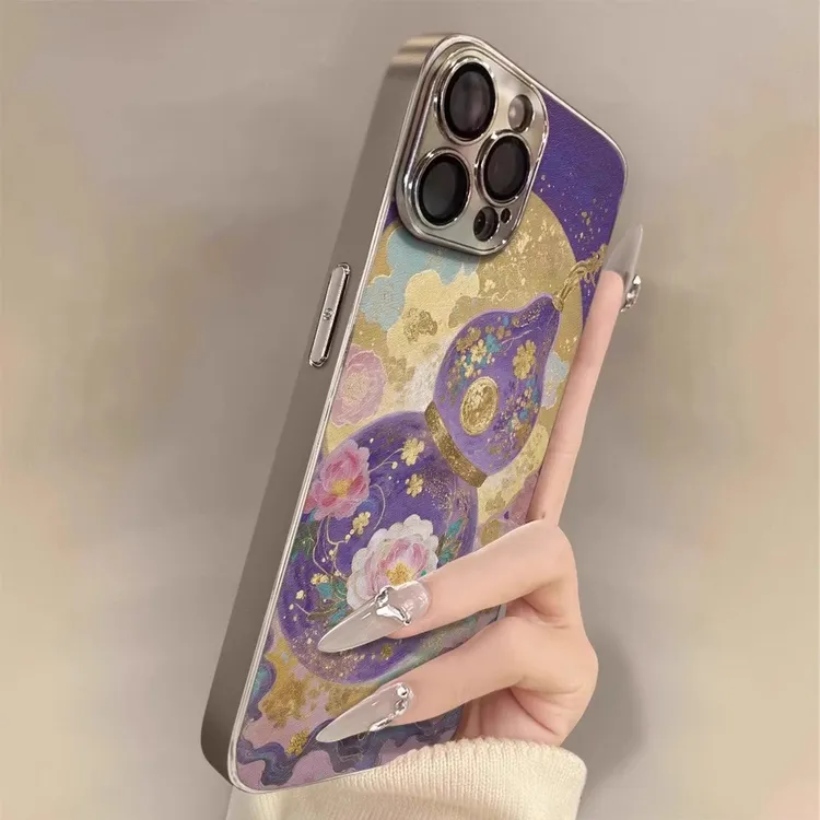 高级紫宝葫芦适用苹果16promax手机壳轻奢iPhone15pro复古14plus