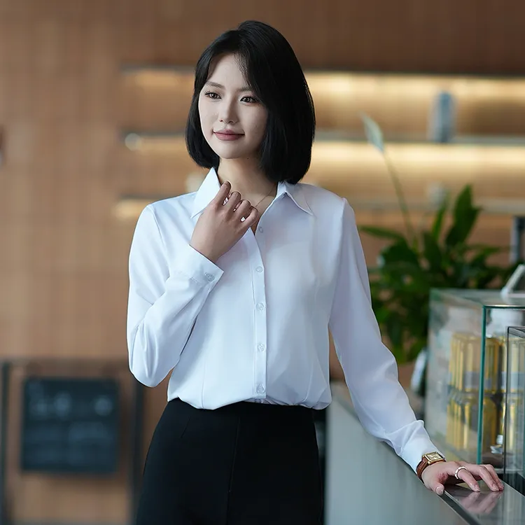 白色衬衫女长袖夏季新款面试气质正装衬衣女款爆款2025新款正品