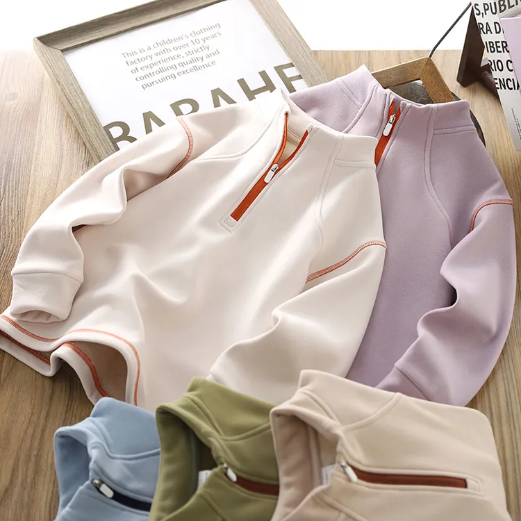 男童加绒打底衫2025秋冬新款儿童保暖百搭半拉链上衣休闲长袖体恤