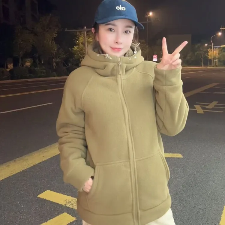 【一件过冬】冬季特厚1000克摇粒绒男女同款休闲百搭保暖连帽外套