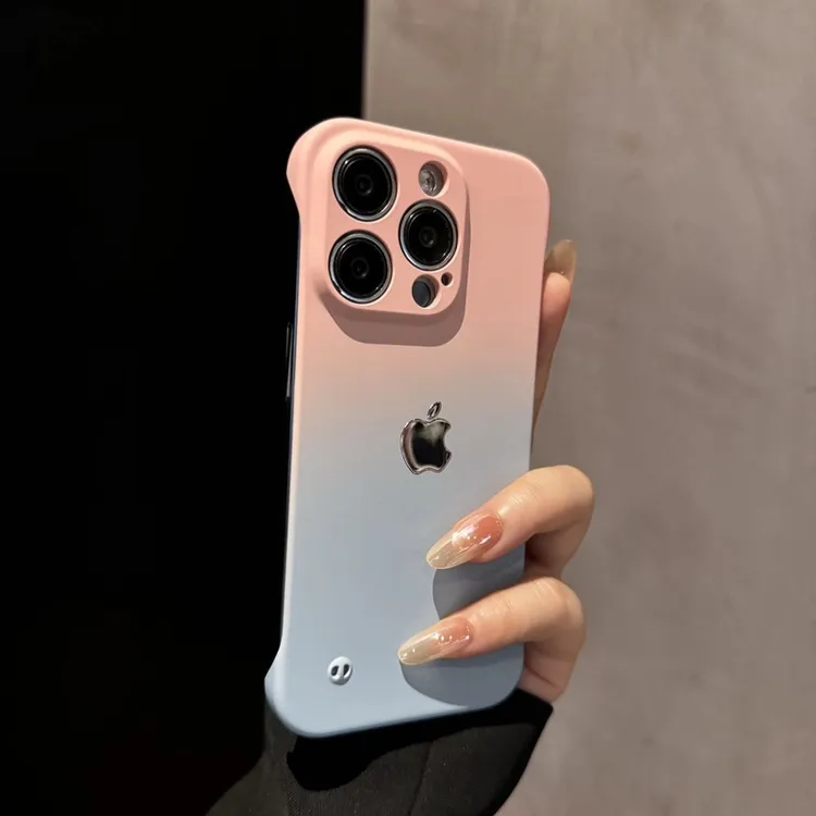 渐变双色无边框适用苹果16promax手机壳个性iPhone15潮牌13网红14