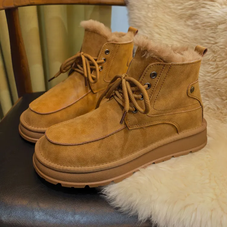 牛皮+羊毛加厚大棉鞋冬季保暖时尚雪地靴男士防水雪地靴 VMT2588