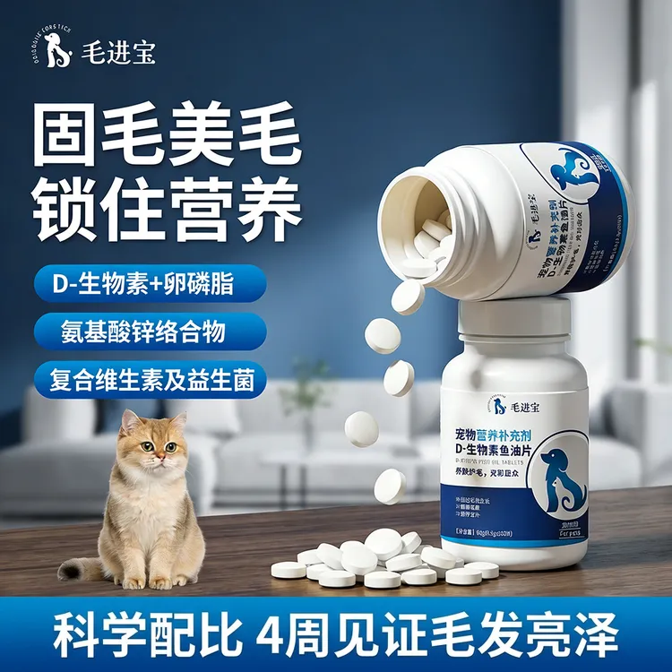 宠物复合维生素片掉毛多种微量元素高免疫力猫咪狗狗防掉毛鱼油片商品图
