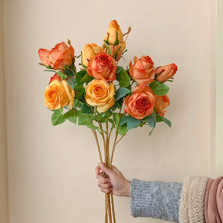 仿真花玫瑰假花轻奢高端绢花客厅餐桌装饰花摆件花艺花卉干花摆设