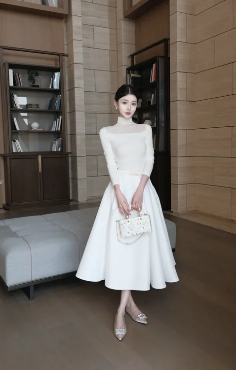 春日部【斯温妮小姐】法式气质优雅千金风显瘦上衣半身裙套装01475