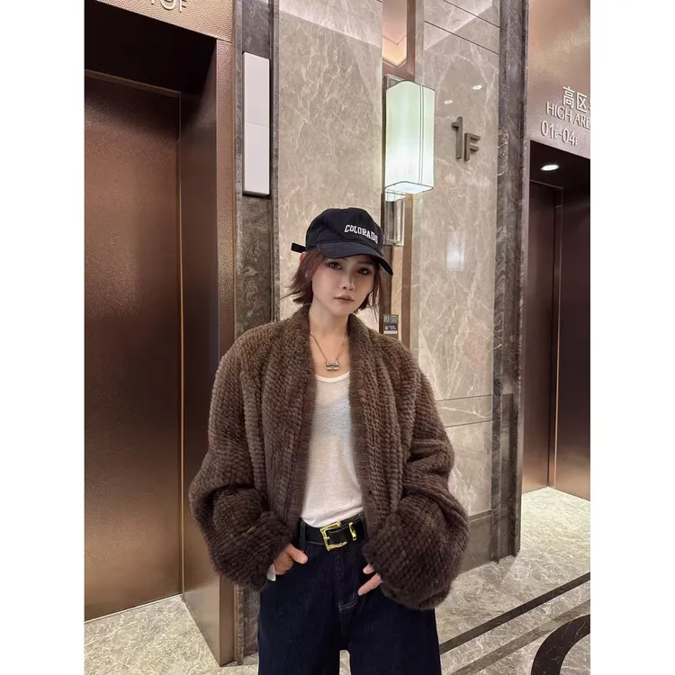 HERDER 咖色时尚潮流水貂外套256868