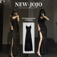 g5/F010烫钻/0915【JOJO】【运费险现货秒发】轻奢重工烫钻亮片连衣裙