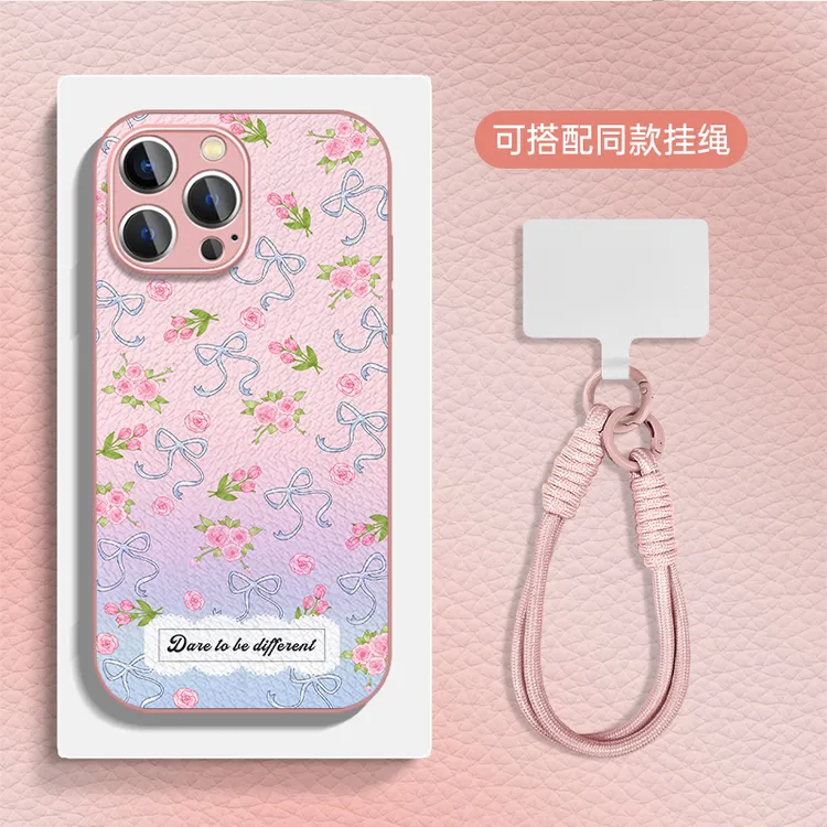 适用于苹果16华为OPPO小米VIVO潮流小众简约金属漆小羊皮壳HA0483