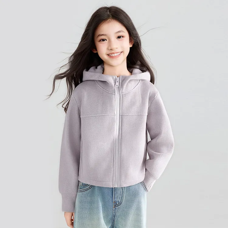 笛莎童装女童外套春秋新款中大童修身运动上衣连帽外套-7M2532502